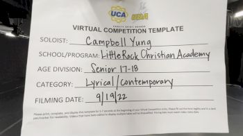 Little Rock Central High School - Campbell Yung - LRCA Solo Showdown [Senior - Solo - Contemporary/Lyrical] 2022 UDA Virtual Solo Showdown