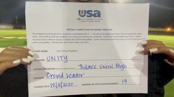 Tulare Union High School [High School - Situational Sideline/Crowdleading Cheer - Cheer] 2020 USA Virtual Regional