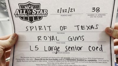 Spirit of Texas - Royal Guns [L5 Senior Coed - Large] 2021 NCA All-Star Virtual National Championship