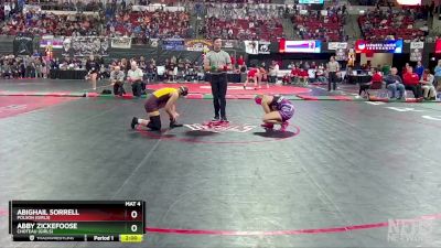 G - 165 lbs Quarterfinal - Abighail Sorrell, Polson (Girls) vs Abby Zickefoose, Choteau (Girls)