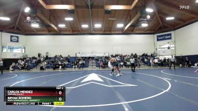 197 lbs Quarterfinal - Carlos Mendez, Simpson (Calif.) vs Bryan Romero, Hope International University