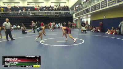 133 lbs Semifinal - Elijah Flores, Cerritos College vs Jason Saenz, Mt. San Antonio College