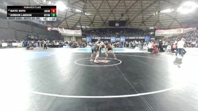 Boys 2A 165 lbs Champ. Round 2 - Jordon Larson, Orting vs Sixto Soto, R. A. Long