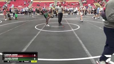96 lbs Cons. Round 5 - Tayden Mahan, Derby Wrestling Club vs Carson Akers, Dodge City Wrestling Academy