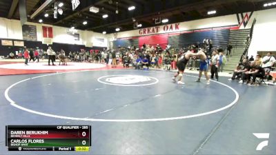 285 lbs Cons. Round 2 - Carlos Flores, Bishop Amat vs Daren Berukhim, Beverly Hills