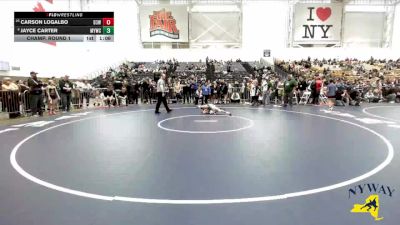 85 lbs Champ. Round 1 - Carson LoGalbo, District 3 Wrestling vs Jayce Carter, Malone Youth Wrestling Club