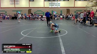 68 lbs Cons. Round 3 - Vincent Degliobizzi, Spartan Legacy Wrestling Club vs Wyatt Breton, Smittys Barn