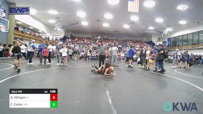 73 lbs Round Of 16 - August Milligan, Pauls Valley Panther Pinners vs Cooper Coble, Cowboy Wrestling Club