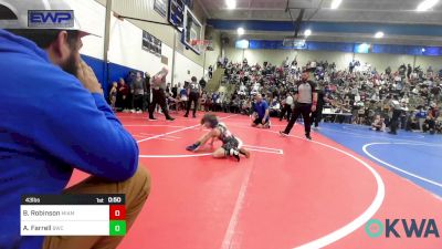 43 lbs Round Of 32 - Beckham Robinson, Miami vs Arlo Farrell, Berryhill Wrestling Club