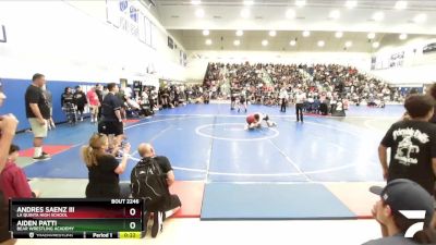 165 lbs Champ. Round 1 - Aiden Patti, Bear Wrestling Academy vs Andres Saenz Iii, La Quinta High School