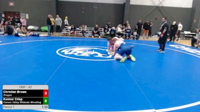92 lbs Champ. Round 1 - Christian Brown, Oregon vs Konnor Crisp, Carson Valley Wildcats Wrestling