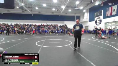 132 lbs Cons. Round 3 - John Paredes, South Hills High School Wrestl vs Deacon Juarez, El Dorado High School