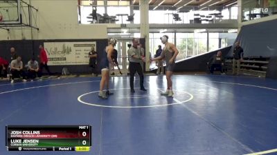 141 lbs Champ. Round 1 - Luke Jensen, Corban University vs Josh Collins, Eastern Oregon University (OR)