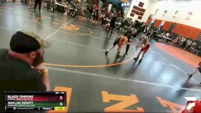 70 lbs Quarterfinal - Waylon DeWitt, Worland Wrestling Club vs Blaize Timmons, Powell Wrestling Club