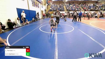 43 lbs Consi Of 4 - Lachlan Forrest, Vinita Kids Wrestling vs Aysa Al-Qahtani, Wyandotte Youth Wrestling