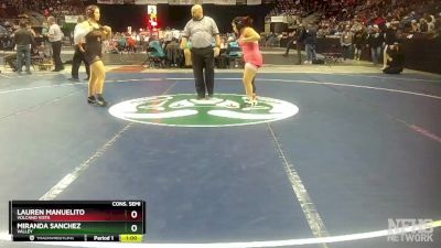 Girls 152 lbs Cons. Semi - Miranda Sanchez, Valley vs Lauren Manuelito, Volcano Vista