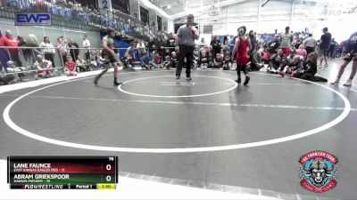 76 lbs Semis (4 Team) - Lane Faunce, East Kansas Eagles Red vs Abram Griekspoor, Kansas Mayhem