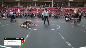 90 lbs Cons. Round 5 - Liam Jones, LABETTE COUNTY WRESTLING vs Mikeil Marshall (male), South Central Punishers