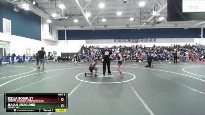 77 lbs Round 2 - Isaiah Aragundi, Legacy WC vs Izelia Boggust, Yucaipa Thunder Wrestling Club