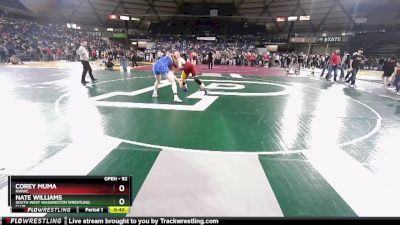 92 lbs Semifinal - Nate Williams, South West Washington Wrestling Club vs Corey Muma, NWWC