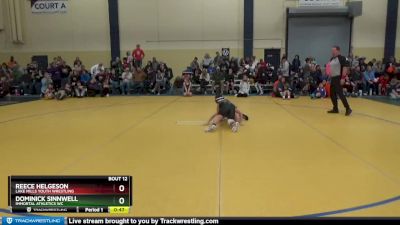 90 lbs Champ. Round 1 - Reece Helgeson, Lake Mills Youth Wrestling vs Dominick Sinnwell, Immortal Athletics WC