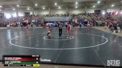 Girls 100 lbs Quarterfinal - Zoey Crawford, Siegel (Girls) vs Ryleigh Sturgill, Baylor School (Girls)