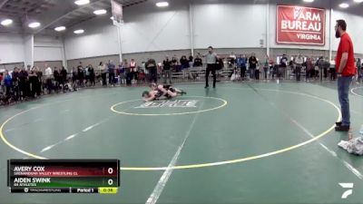 100 lbs Cons. Round 2 - Avery Cox, Shenandoah Valley Wrestling Cl vs Aiden Swink, 84 Athletes