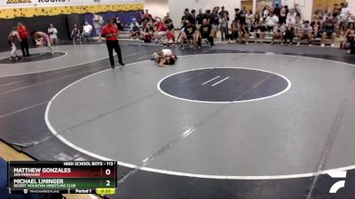 113 lbs Cons. Round 3 - Michael Lininger, Desert Mountain Wrestling Club vs Matthew Gonzales, San Fernando