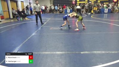 62 lbs Consy 2 - Zayne Moncheck, Greensburg Salem vs Kj Harbarger, Hempfield