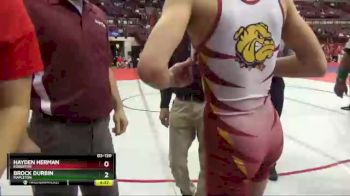 D3-120 lbs Champ. Round 1 - Brock Durbin, Mapleton vs Hayden Herman, Edgerton
