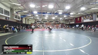 157 lbs Cons. Round 3 - Talan Lomeli, Shasta College vs Abdul Meskienyar, Chabot College