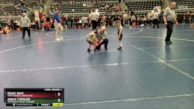 35-40 lbs Cons. Round 2 - Krew Chesler, Southeast Valley Jaguars vs Isaac Diaz, Team Central Wrestling