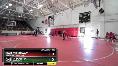 157 lbs Cons. Round 5 - Isaia Tuimavave, Bakersfield College vs Austin Martin, Palomar College