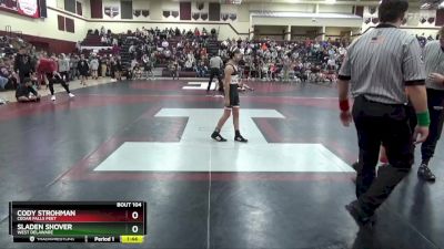 90-91B 1st Place Match - Sladen Shover, West Delaware vs Cody Strohman, Cedar Falls Peet