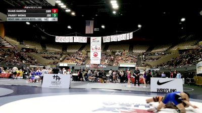 Junior Boys - 150 lbs Cons. Round 2 - Elias Garcia, Calaveras Wrestling vs Parry Wong, Junipero Serra High School Wrestling