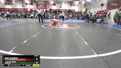 126 lbs Cons. Round 3 - Justin Zhai, Lynbrook vs Jhey Sarique, El Camino (South San Francisco)