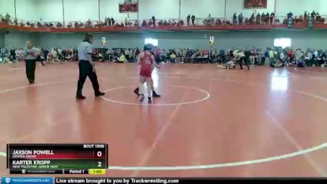 90 lbs Champ. Round 1 - Karter Kropp, New Palestine Junior High vs Jaxson Powell, Center Grove