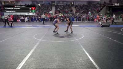 110 lbs Cons. Round 1 - Lakin Love, Elk County vs Allyson Groves, Olathe Raptor