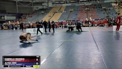 109 lbs 2nd Wrestleback (16 Team) - Gabrielle Medeiros, Campbellsville University vs Alyssa King, Missouri Baptist University