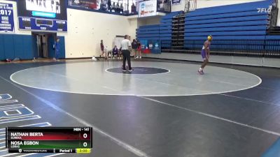 141 lbs Semifinal - Nosa Egbon, Loras vs Nathan Berta, Eureka