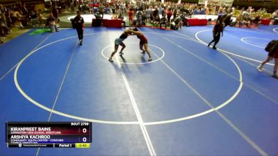 140 lbs Cons. Round 2 - Kiranpreet Bains, Livingston High School Wrestling vs Arshiya Kachroo, Community Youth Center - Concord Campus Wrestling