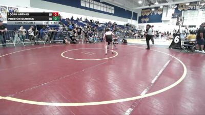 128 lbs Cons. Round 3 - Logan Arenas, Lancers WC vs Preston Schreck, Eastvale Elite