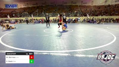 98 lbs Consi Of 8 #1 - Matthew Bermea, Clinton Youth Wrestling vs Dawson Back, Raw Wrestling Club