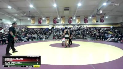 120 lbs 1st Place Match - Isaac Castaneda, Canyon Springs vs Jacob Balladarez, Palm Desert