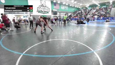 215 lbs Cons. Round 5 - Dylan Cook, Arlington vs Dominick Arredondo, West Valley