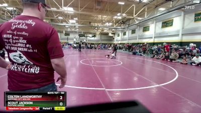 50 lbs Champ. Round 1 - Colten Langworthy, Watford City Wolves vs Scout Jackson, Eastside United