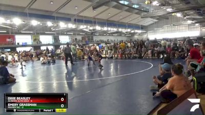 55 lbs Quarterfinals (8 Team) - Dixie Beasley, Alabama Elite Gold vs Emery Grassman, Mayhem WC