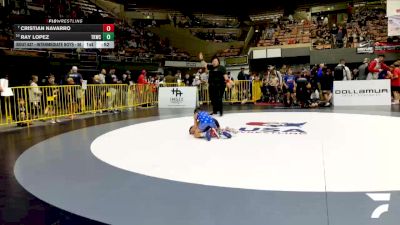 Intermediate Boys - 56 lbs 7th Place Match - Cristian Navarro vs Ray Lopez, Total Kaos Wrestling Club