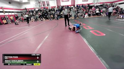 65 lbs Cons. Semi - Peyton Foos, Nixa vs Reece Ghisalberti, Lexington Youth Wrestling Club