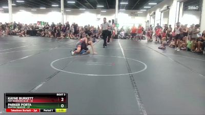 100 lbs Round 1 (6 Team) - Kayne Burkett, Mat Warriors Blue vs Parker Porta, Buxton Squeeze